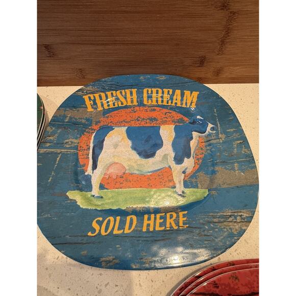 Melamine Square‎ Plates Garden Sunflower Fresh Cream Tomatoes Sweet Corn (10) - Picture 2 of 10